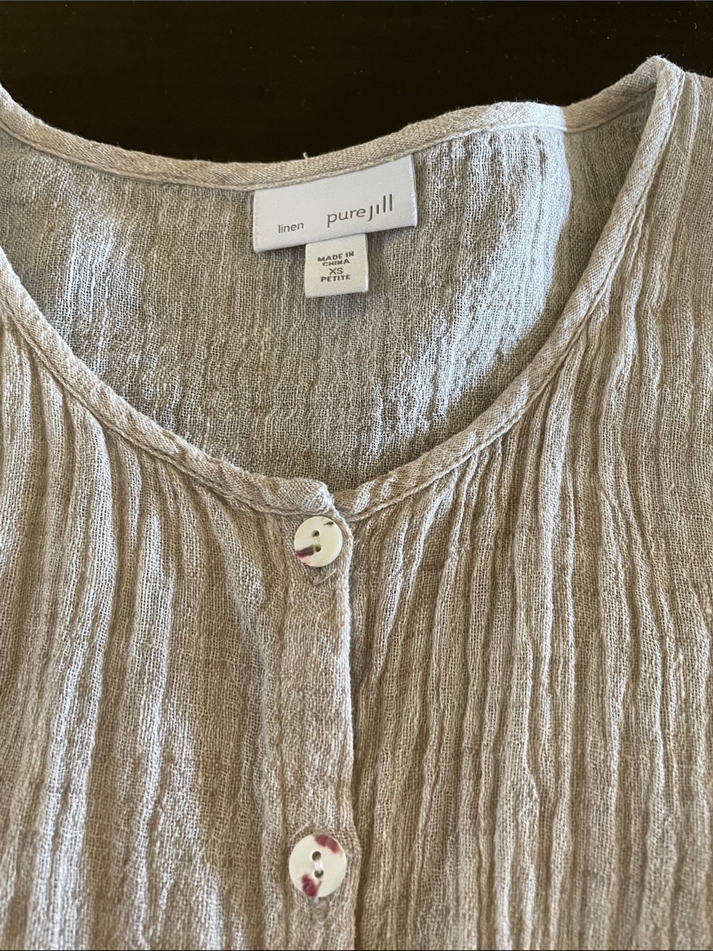 Pure Jill Lightweight Beige Button-Front linen Tunic Cardigan - Picture 2 of 3